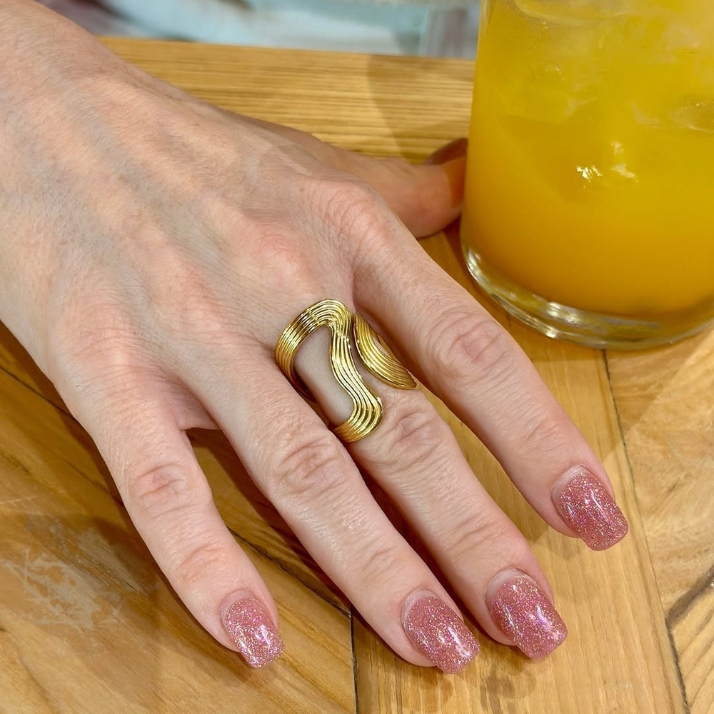18k Gold Plared Elegant Gold-Tone Women's Ring